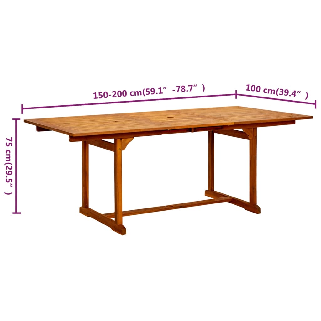 Table à d?ner de jardin (150-200)x100x75cm Bois d'acacia massif - 5