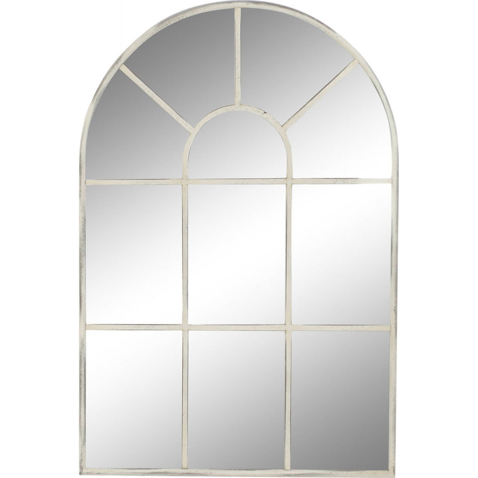 Miroir esprit fenêtre métal blanc effet vieilli 82 x 2,5 x 122 cm Blanc ...