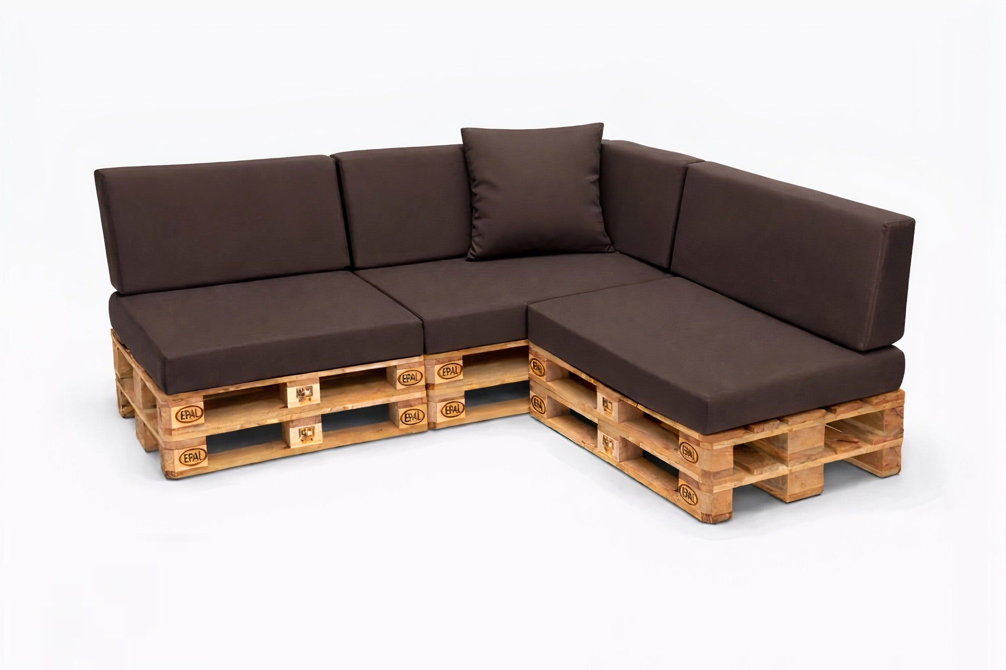 Zestaw 8 poduszek na palety ogrodowe 120×50×10 cm – siedzisko i oparcie 120×40×10 cm, poduszki na meble ogrdowe, brązowe