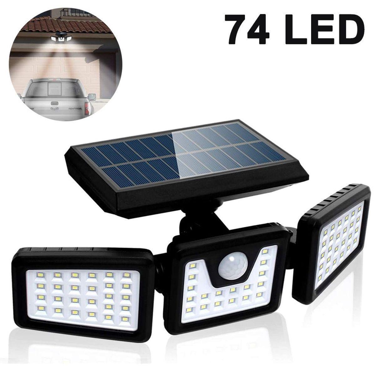 Lampa solarna 74 LED - Super jasne lampy zewnętrzne z czujnikiem ruchu, wodoodporna IP65 goodnice - Generyczna