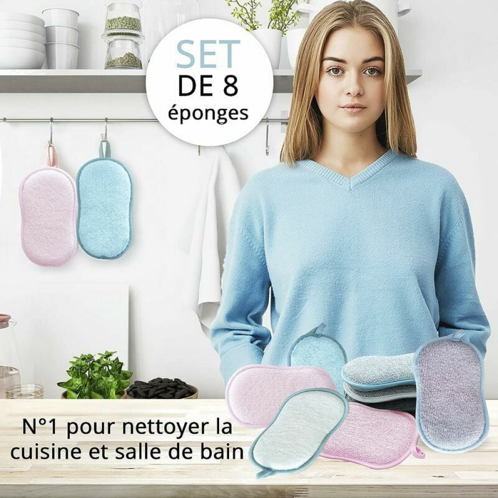 (Confezione da 8) Spugna per piatti lavabile e riutilizzabile - 4