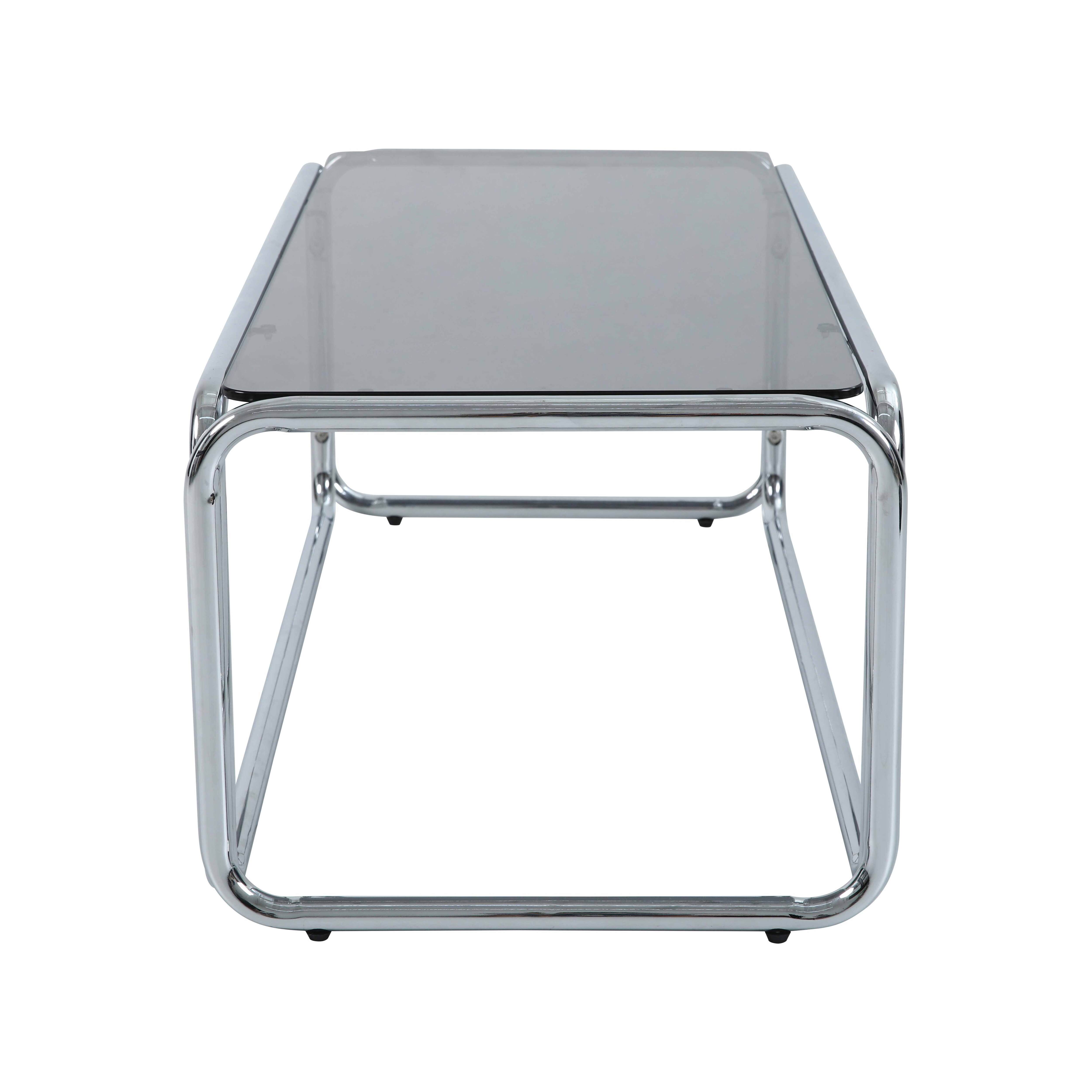 Table basse rectangulaire L110 cm en métal et verre trempé noir - 7