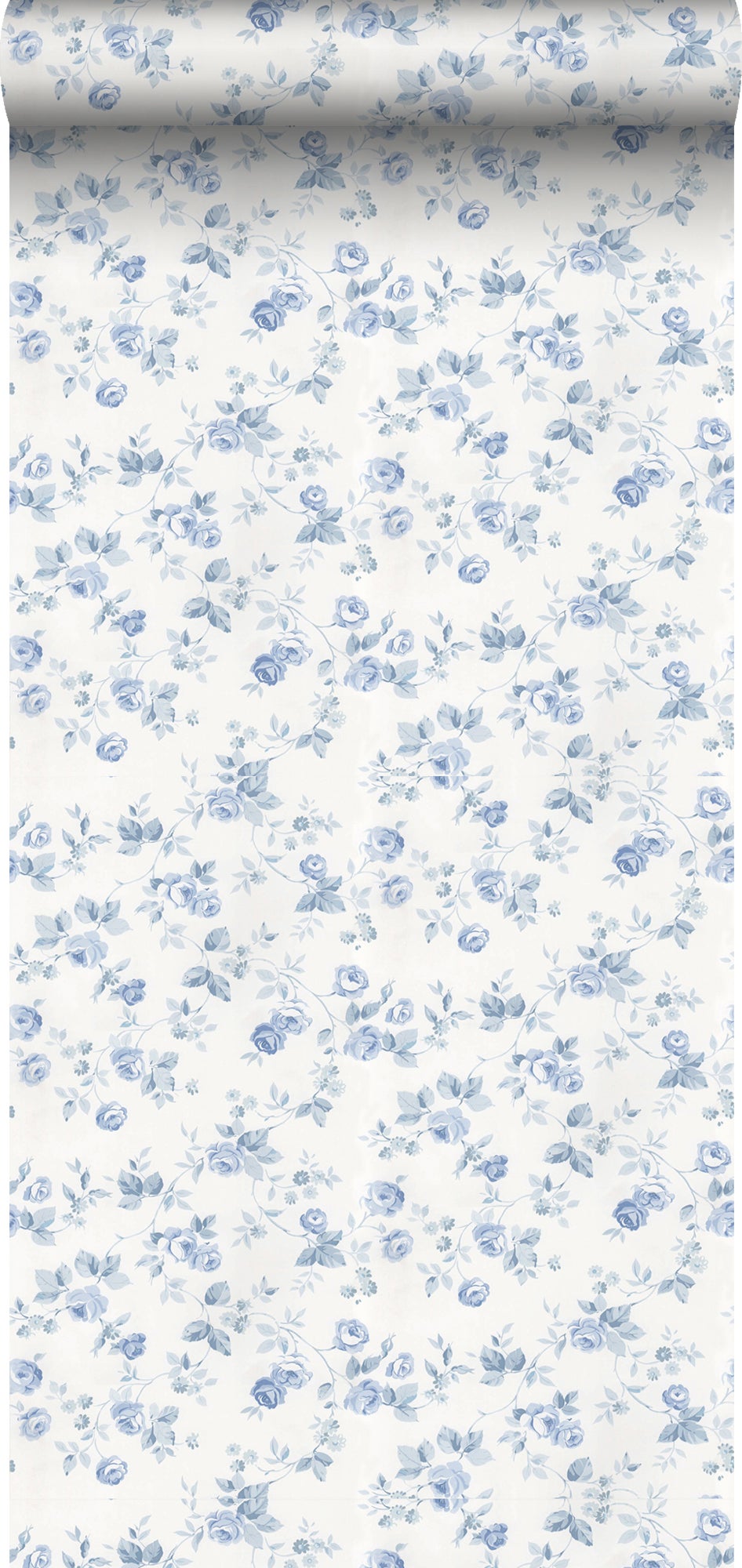 Papel pintado flores azul y blanquecino - 53 cm x 10 m - sanders & sanders