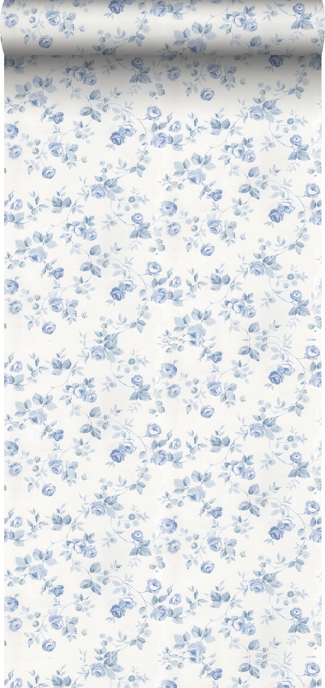 ICYEHAO Carta da Parati Fiori Rosa e Blu, 44 x 300 cm Carta da Parati Gialla Floreale e Nero Ramo Foglie Verdi Botanica Boho Pellicola Adesiva per Mobili,Camera da Letto,Soggiorno,Bagno,Cucina