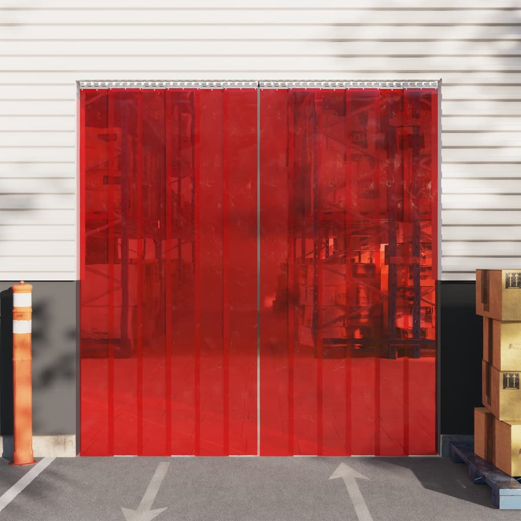 Vidaxl tira de cortina para puertas pvc rojo 300x2,6 mm 10 m
