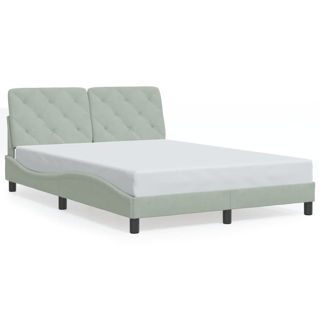 Cadre de lit sans matelas gris clair 120 x 200 cm en velours - 2