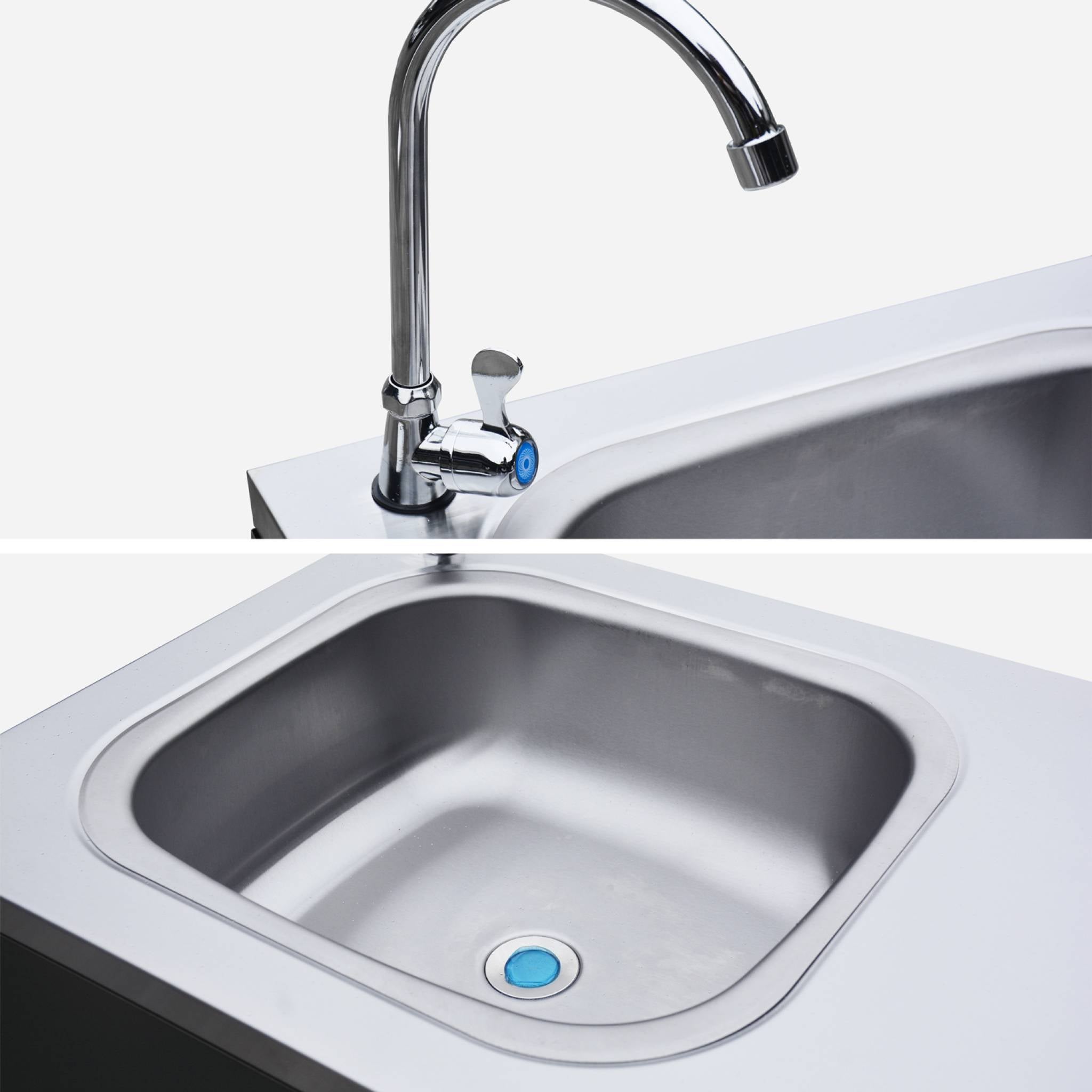 Cozinha externa em aço com pia, 120cm, Naxos, Preto, 120x51x112.5 cm - 7