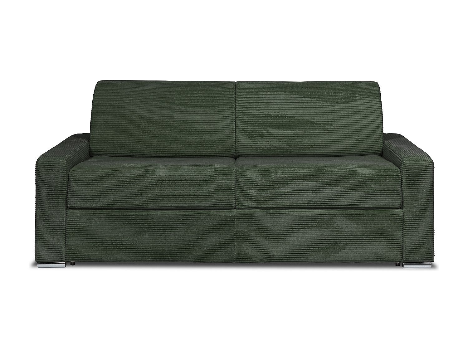 Kanapa 4-osobowa rozkładana typu express z zielonego sztruksu - Miejsce do spania z szerokimi listewkami 160 cm - Materac 18 cm - CALITO