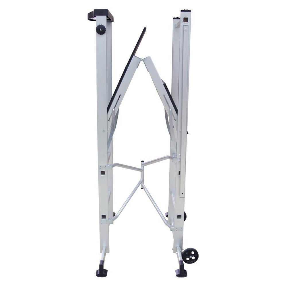 Echafaudage roulant pliable - jusqu'à 3 m de hauteur de travail - Planche en bois - Travaux domestique intérieur et extérieur - 2