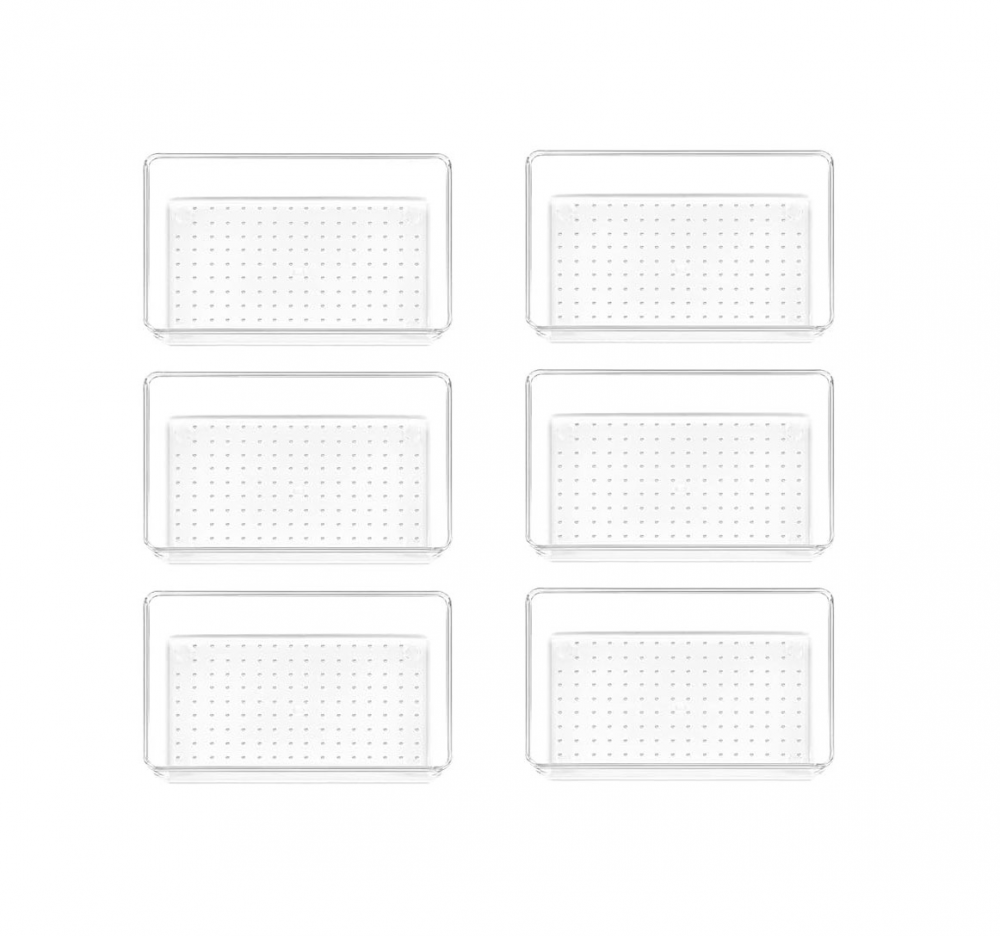 6-częściowy organizer, organizer do szuflad, półki organizacyjne do sypialni i biur, ze 100 podkładkami antypoślizgowymi, 23 x 15,3 x 5,5 cm