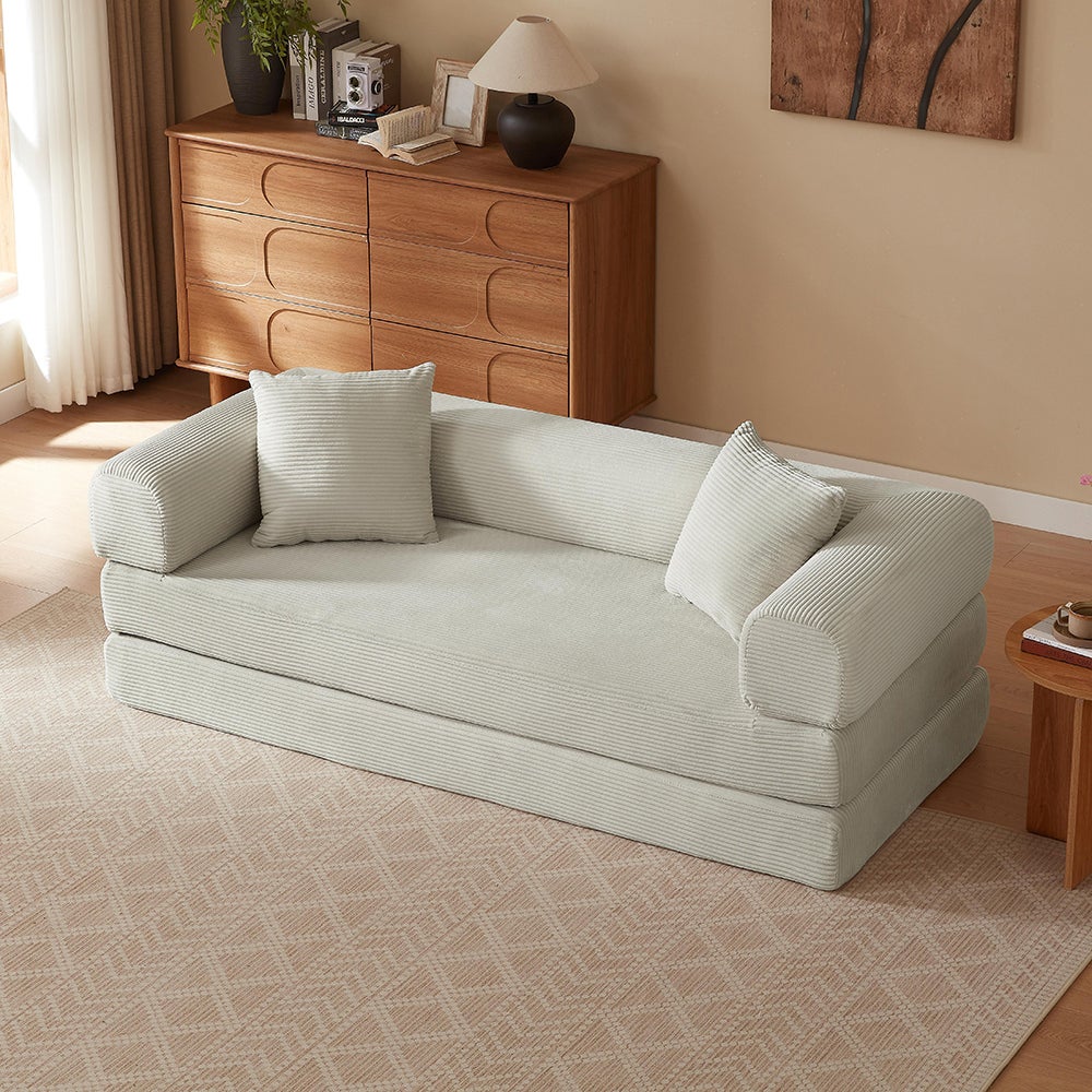Canapé-lit convertible sans dossier, canapé de sol tatami pliable beige 195x89x59cm pour salon chambre appartement - Maison Canapé-lit convertible sans dossier, canapé de sol tatami pliable beige 195x89x59cm pour salon chambre appartement - Maison