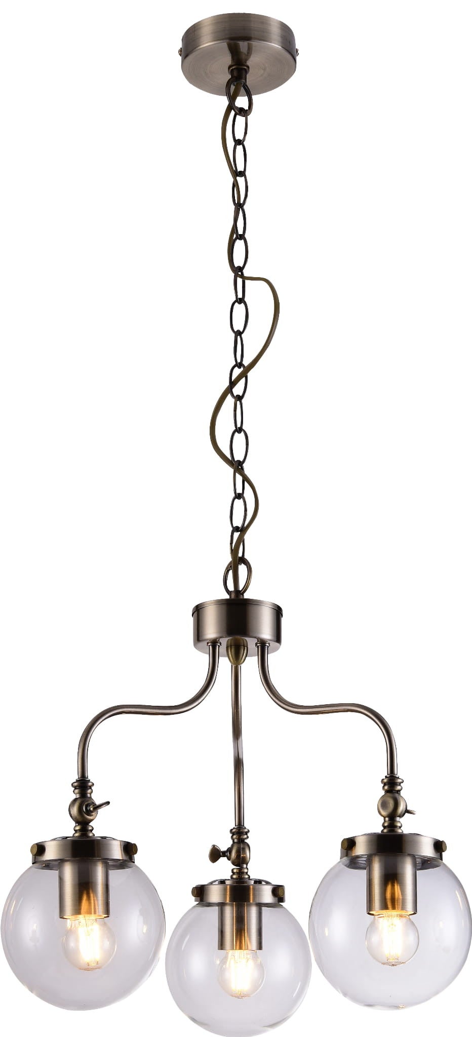 Lampa wisząca Ballet mosiądz-przezroczysta 3xE27x40W wym: 80 x 45 x 45 cm szkło Candellux