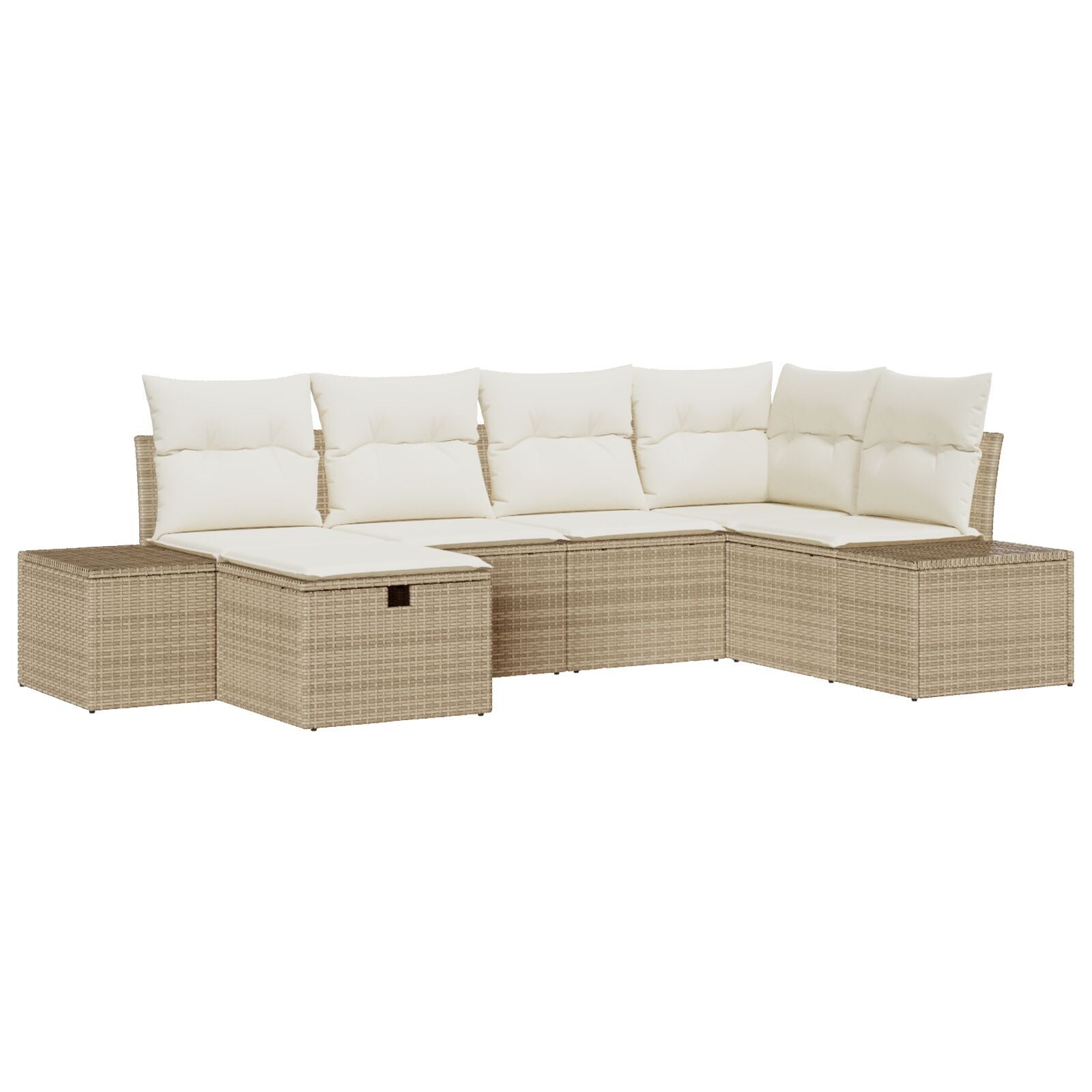 Zestaw Sof na Ogród 6 pcs Beżowy 55 x 62 x 69 cm Polirattan vidaXL