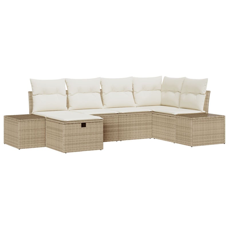 Zestaw Sof na Ogród 6 pcs Beżowy 55 x 62 x 69 cm Polirattan vidaXL