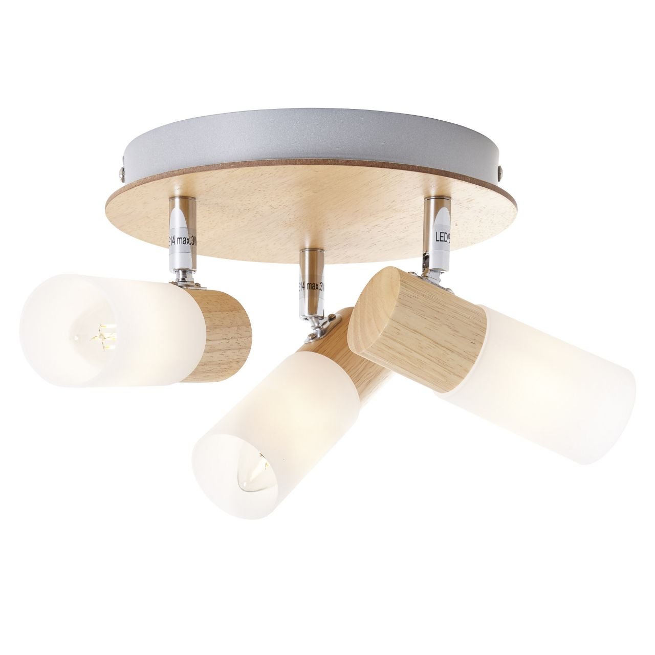 Lampa BRILLIANT, reflektor spiralny Avia 3 płomienie czarny / kolor drewna, metal / drewno, 3x D45, E14, 40W, żarówki w kształcie łezki (brak w zestaw - 3