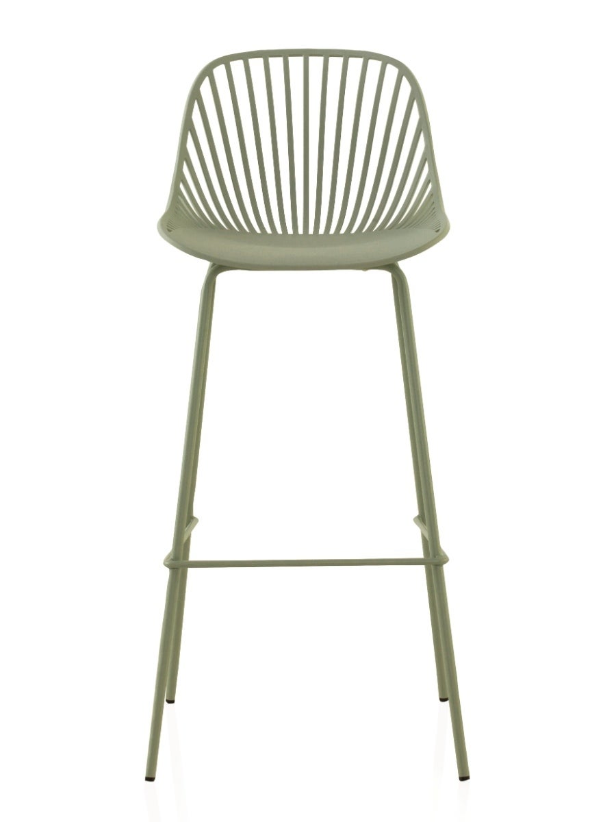 Lot de 2 tabourets en polypropylène pistache avec pieds en métal - 3