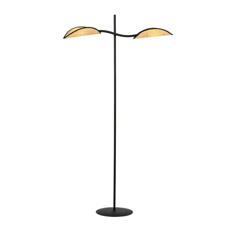 Lampa podłogowa LOTUS czarno-beżowa 2xE14x10W metal wym:150x69x20cm IP20 Emibig
