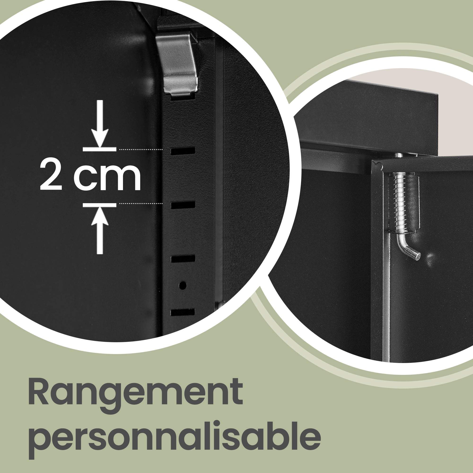 Armoire pour Bureau, Atelier, Garage, avec 5 Étagères et 4 Portes, Étagères Réglables, en Métal, Noir - 5