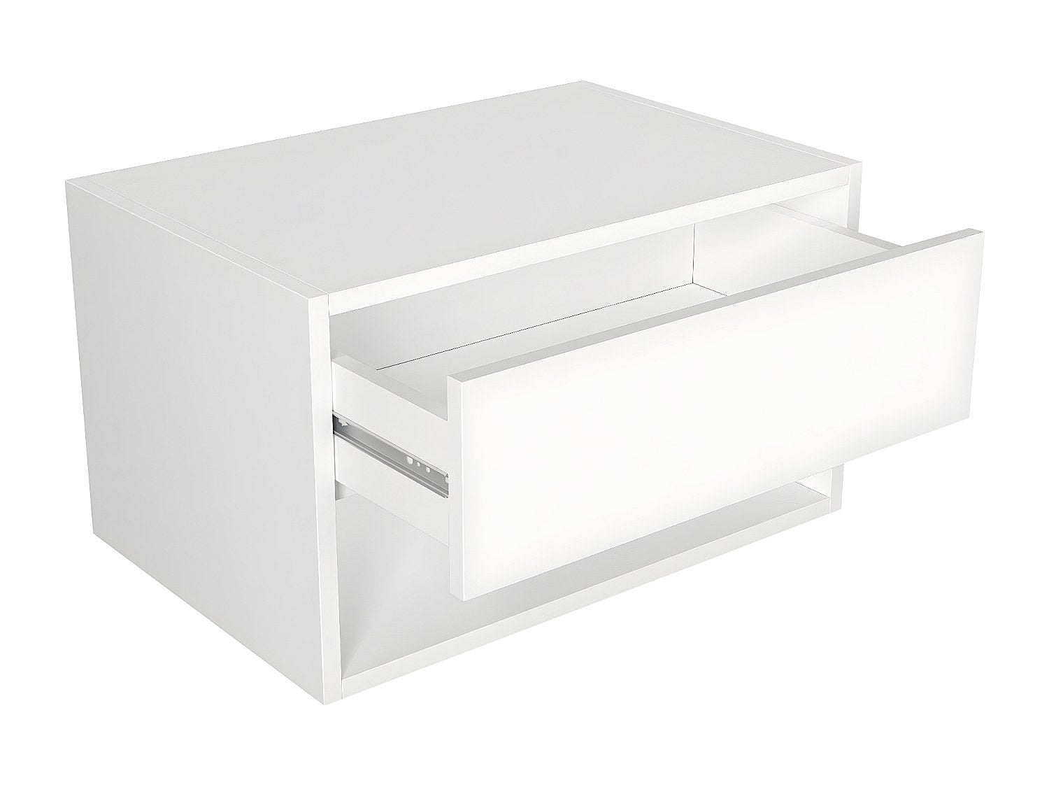 Mesa de noche flotante - 1 cajón y 1 estante - Blanco - RITAMI - 5