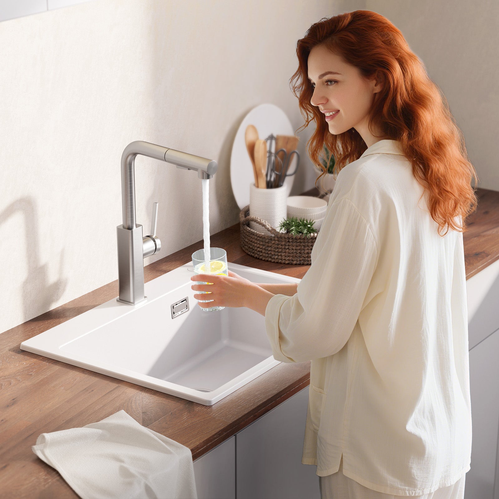 Lavello Bocca Girevole Con Doccetta Estraibile Sole Cromo - Foto 10