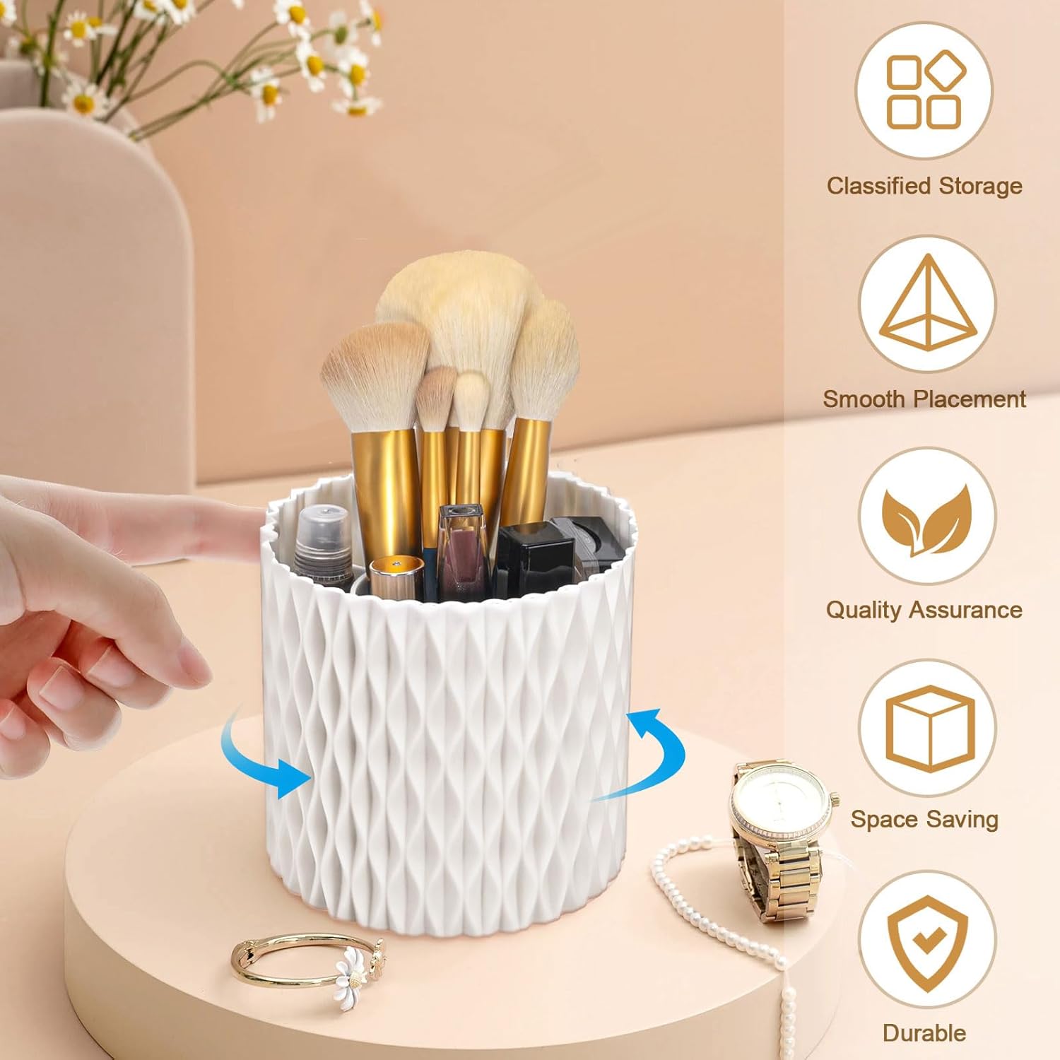 Rangement Maquillage,Organisateur Maquillage,Organisateur Salle de Bain,rangement rotatif à 360°, adapté pour la coiffeuse, la chambre à coucher - 3