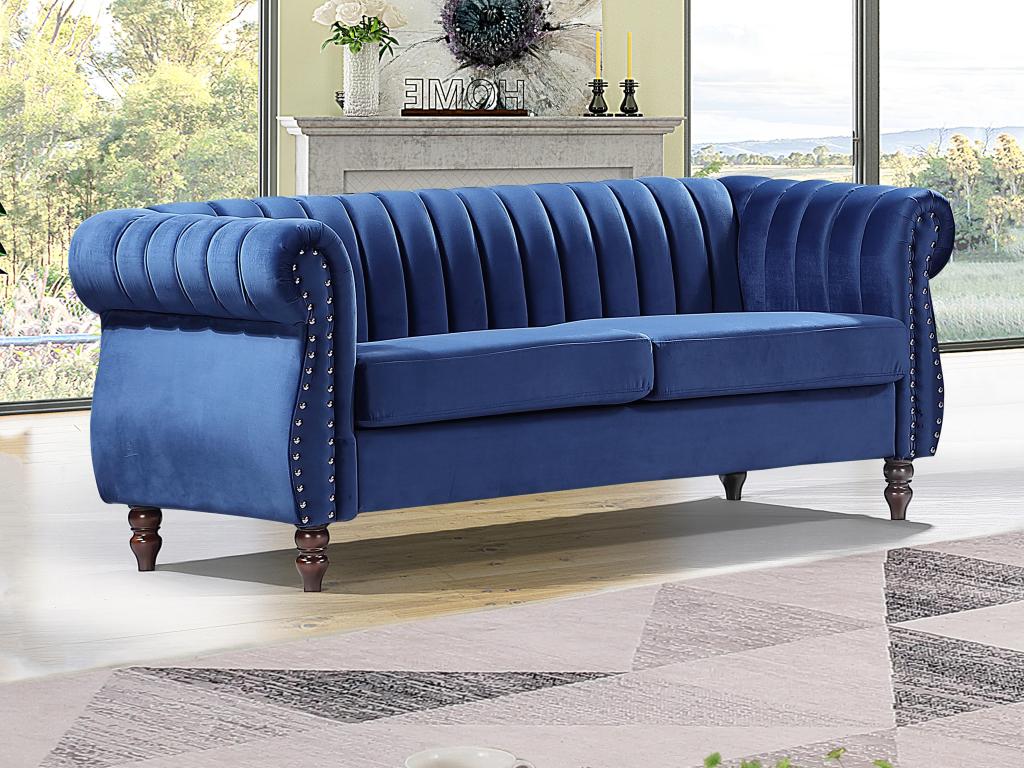 Divano Chesterfield posti in Velluto Blu reale TRUMBO Leroy