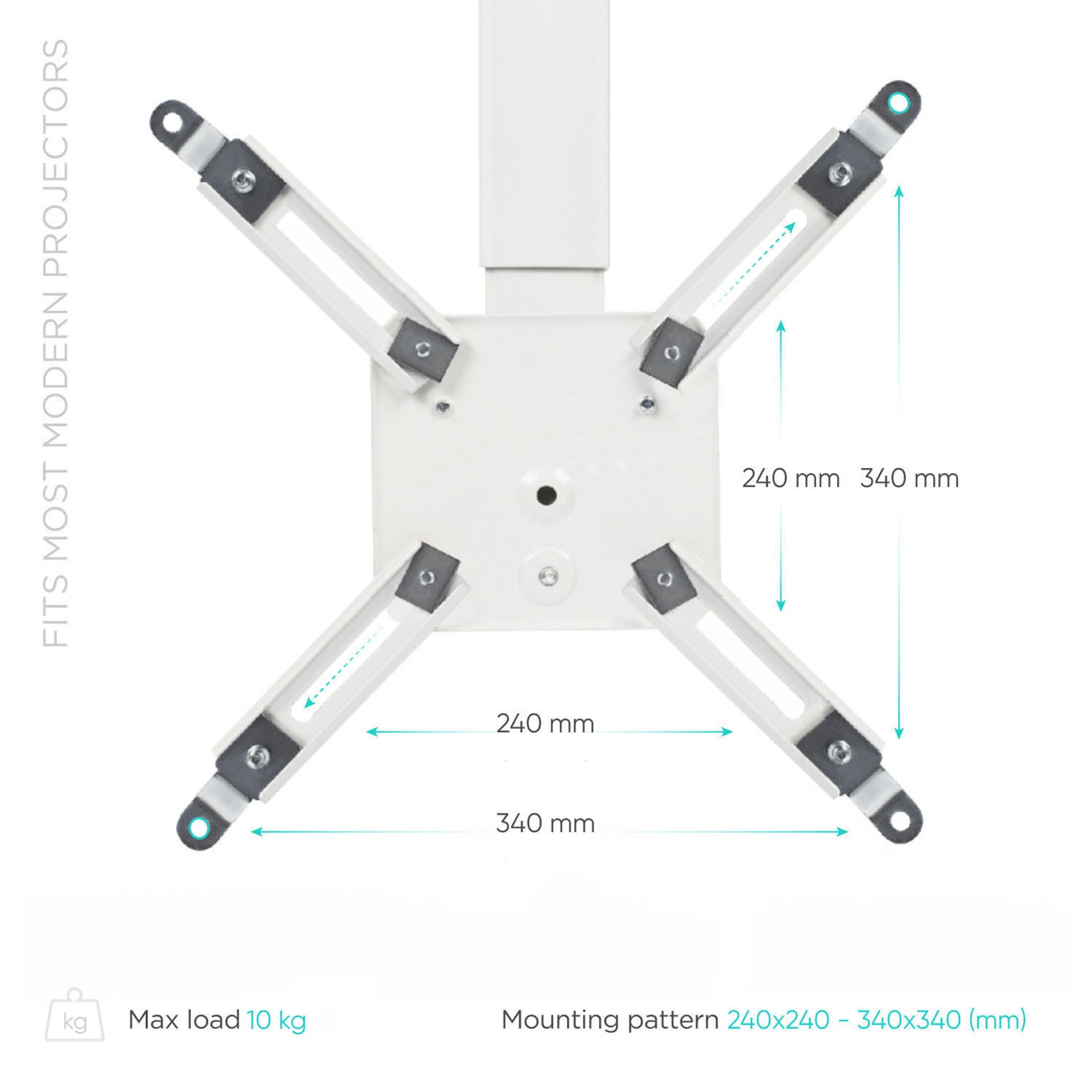 ONKRON K5A Blanc Support de plafond et mural pour projecteur vidéoprojecteur poids max 10 kg - 5