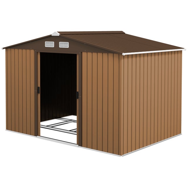 Abri de jardin 4, 9 m² 277 x 195 x 192 cm avec 2 portes coulissantes, base renforcée (sol NON inclus) jaune