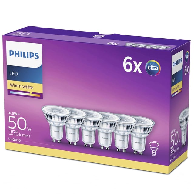 Ampoule LED de projecteur 6 pcs 4,6 W 355 Lumens 929001215233 Philips