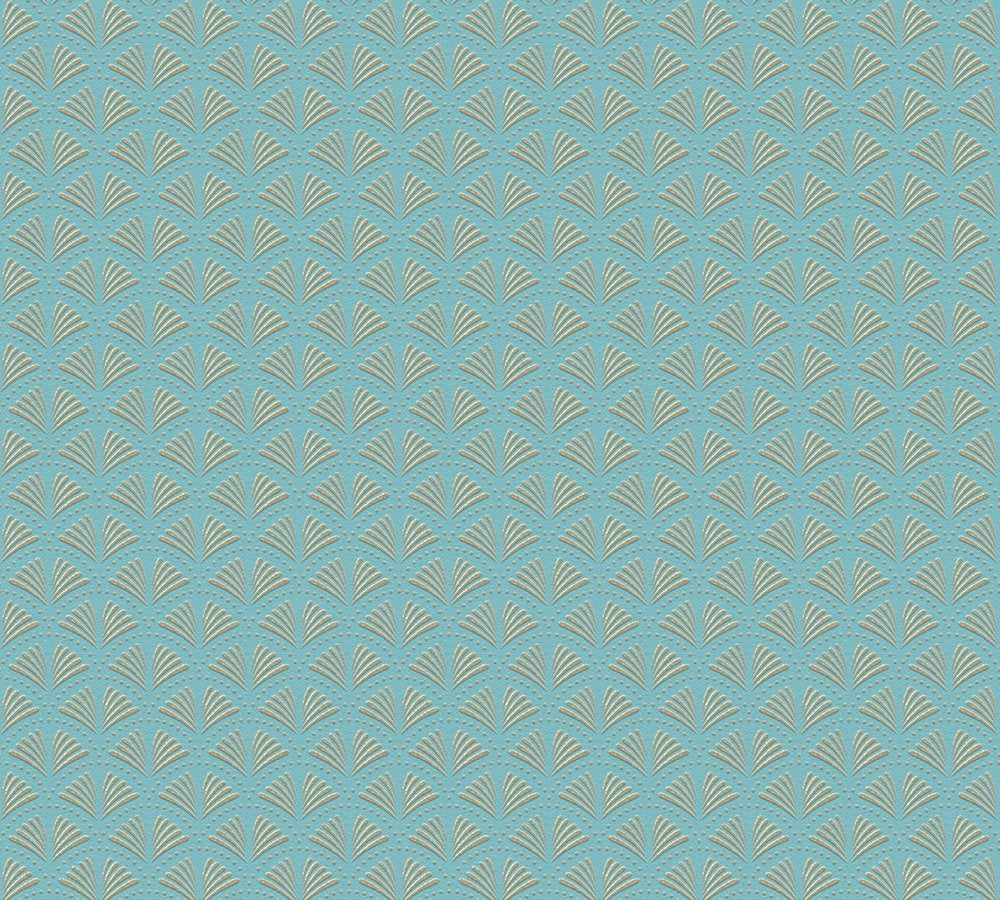 Tapeta motyw art déco turkusowym,złotymI - 53 cm x 10.05 m - A.S. CRÉATION