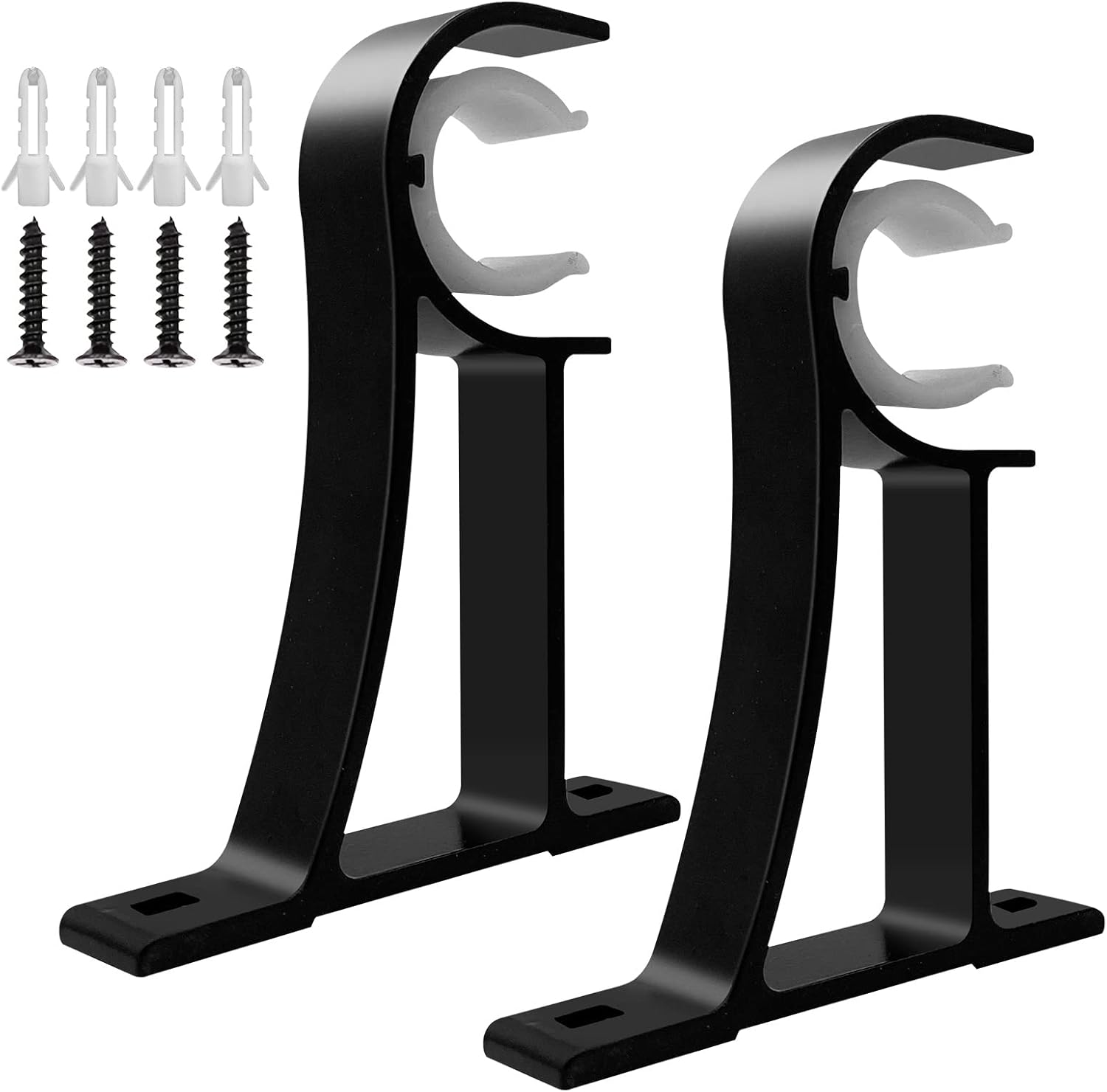 Zestaw 2 wytrzymałych metalowych wsporników do karniszy - Do karniszy o średnicy 25-30 mm - Kolor czarny