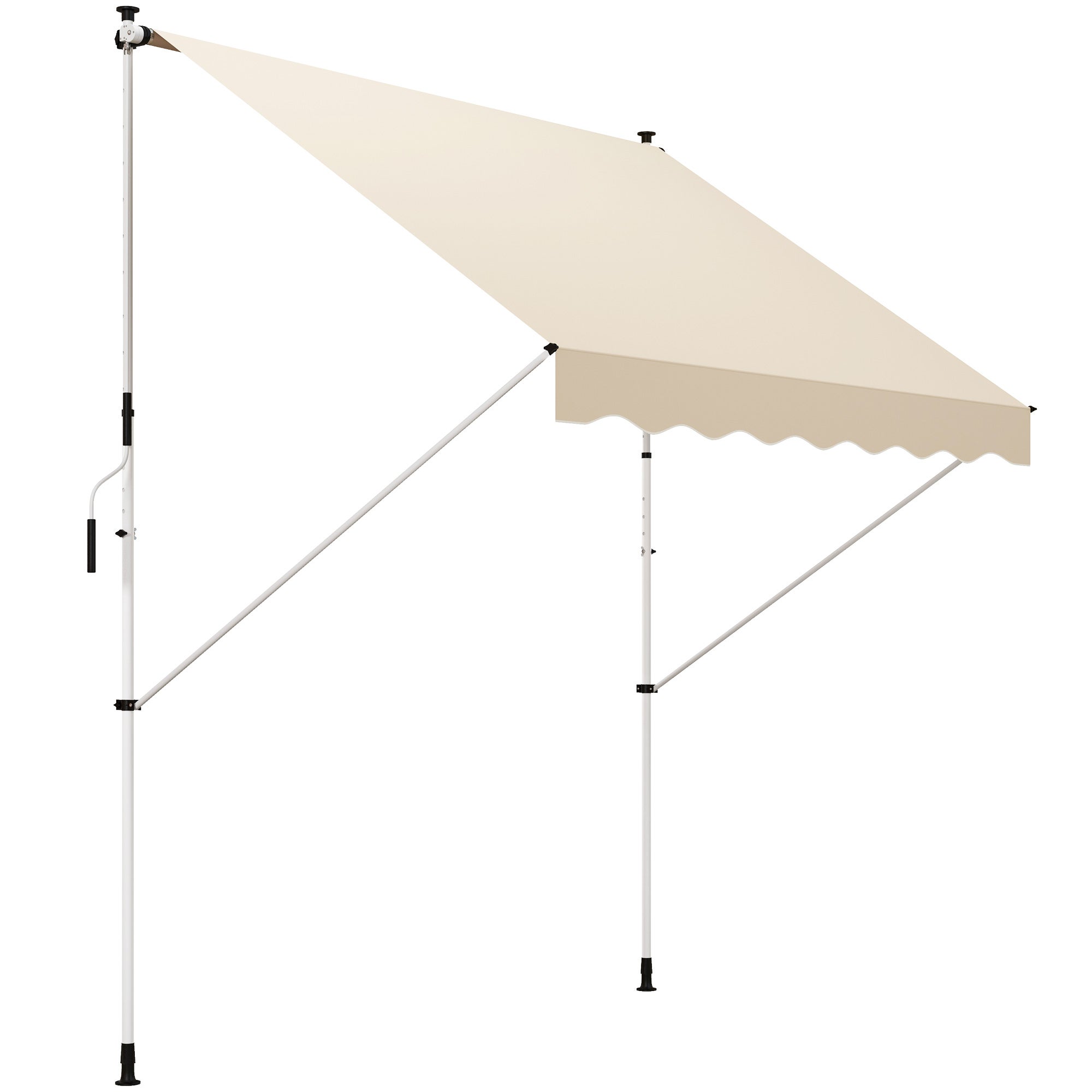 Leroy Merlin Toldo De Brazo Articulado De 300 X 150 Cm, Regulable En Altura, Con Fijación Mediante Abrazadera Y Manivela, En Aluminio Para Balcón. Beige Aluminio