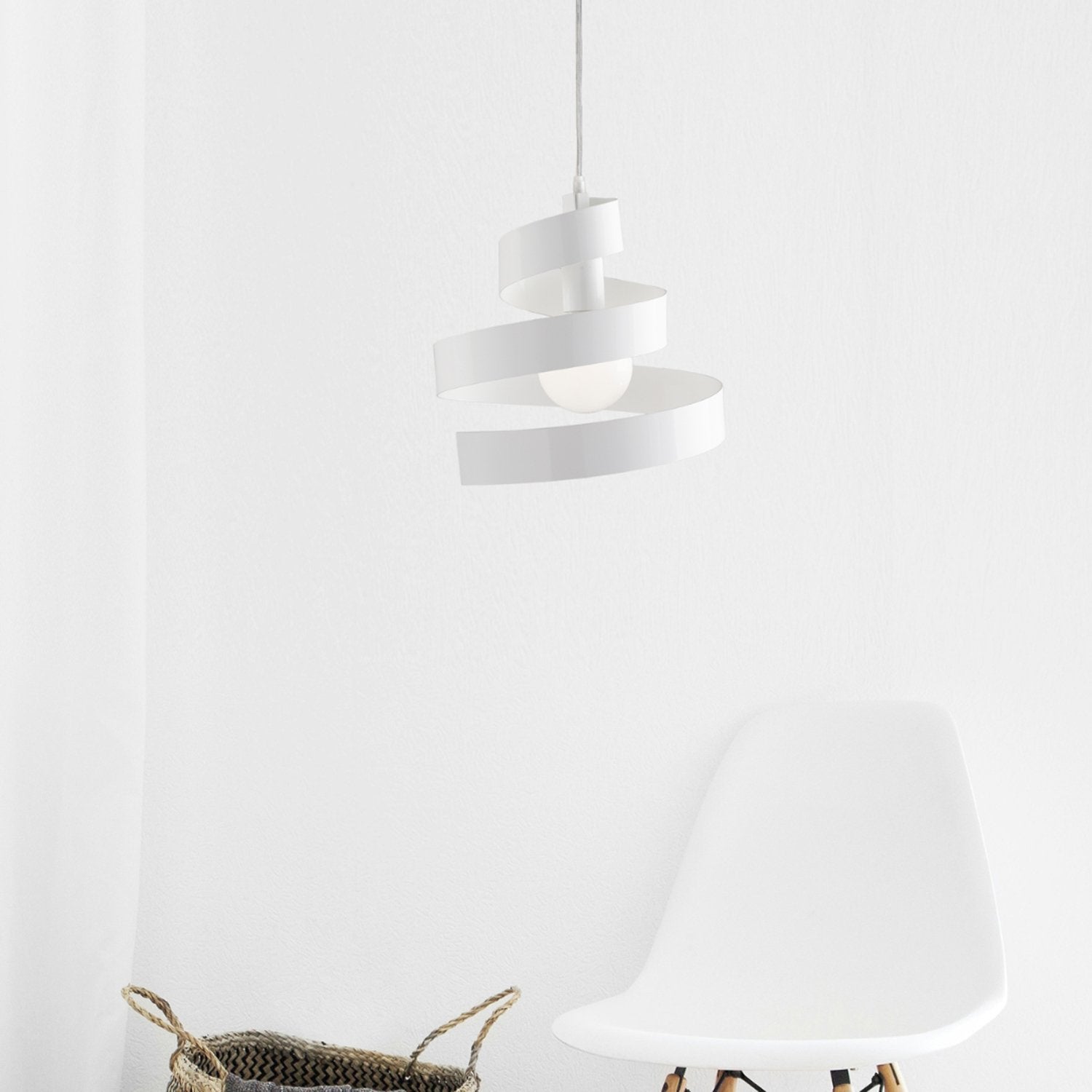 Sospensione Moderna Helix 1 Luce In Ferro Laccato Bianco - 3
