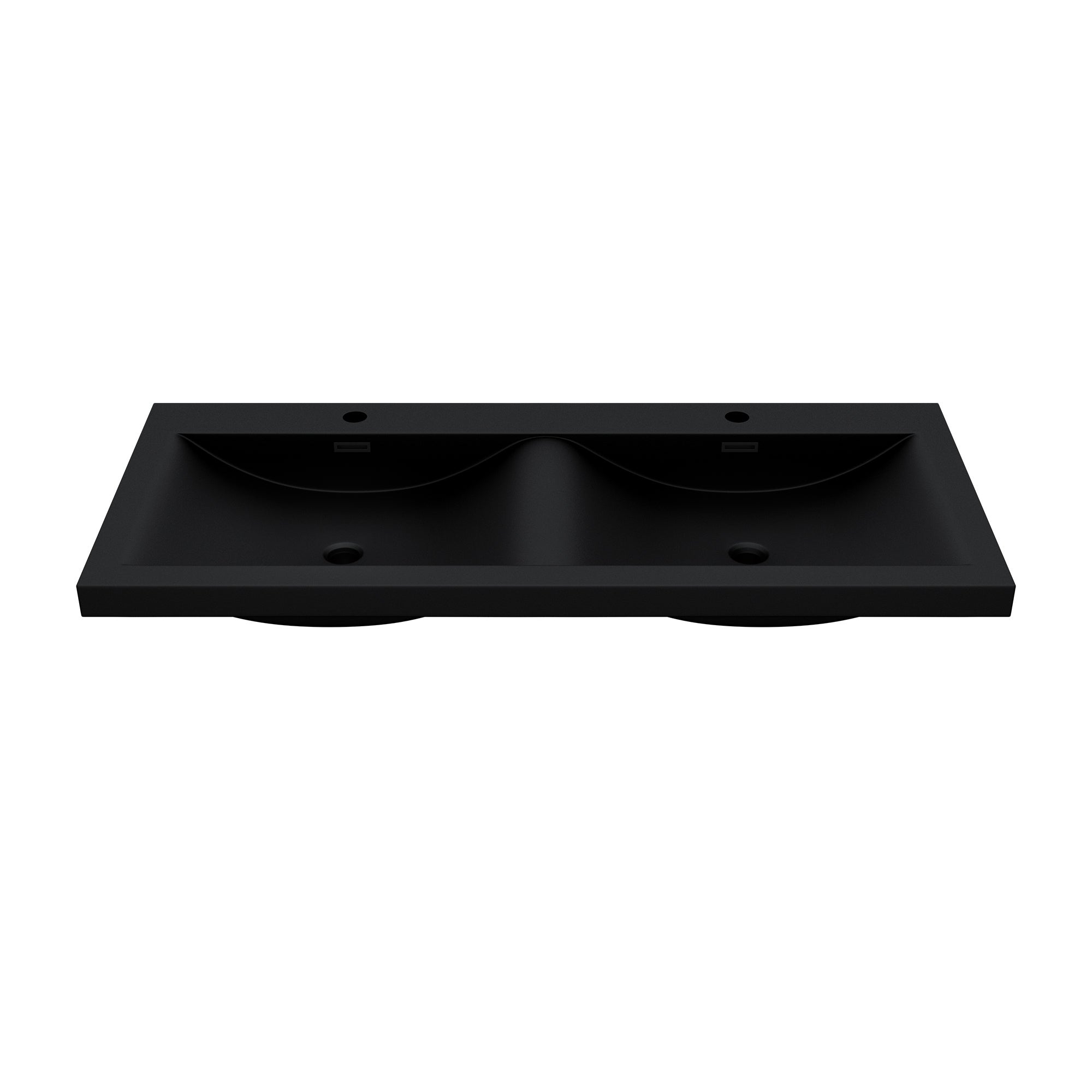 doporro Double Lavabo Vasque à Encastrer 120 cm Noir Lave Mains Rectangulaire en Solid Surface pour Salle de Bains 120x48x12 cm Colossum03 - 7