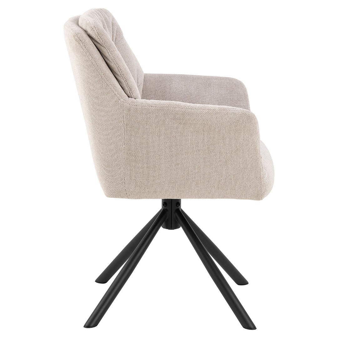 Alonso krzesło stołowe z podłokietnikami tkanina beżowa.