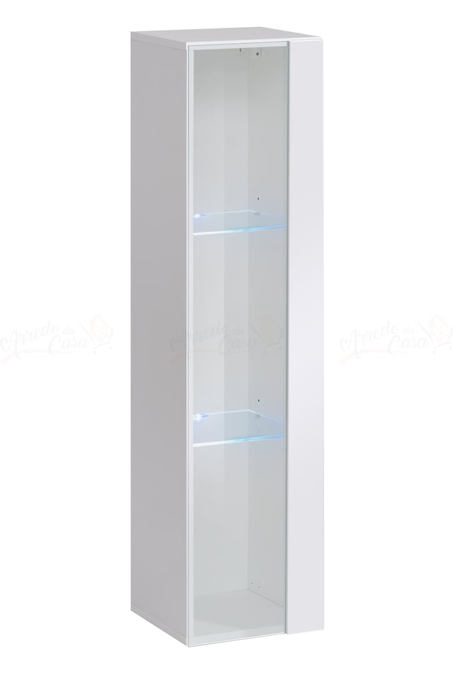 vetrinetta a colonna design moderno da soggiorno con LED VP17 30x120 bianco