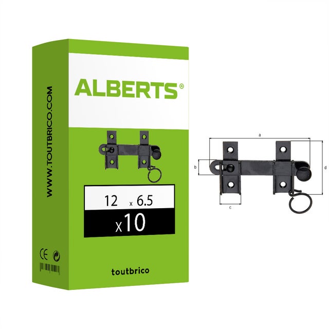 Boite 10 fermetures de volet type fléau 12 x 6,5cm - Alberts