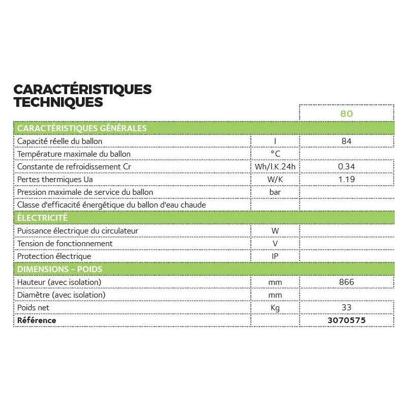 Ballon de stockage pour chaudière mixte Chaffoteaux CELECTIC 80 litres - 2