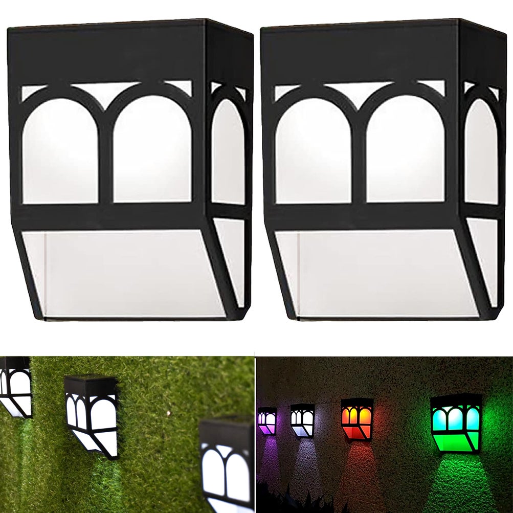 Zestaw 2 szt. zewnętrznych lamp solarnych, 2-trybowe solarne lampki LED na ogrodzenie, wodoszczelne solarne lampy na patio, solarna lampa ścienna