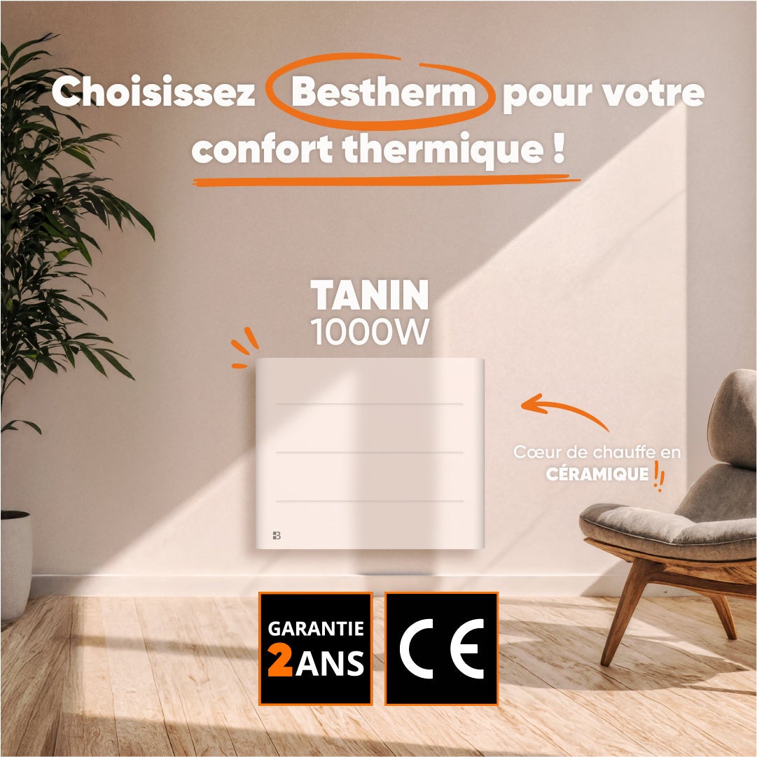 Elektryczny grzejnik Bestherm z suchą ceramiką 1000 W tanin - 4