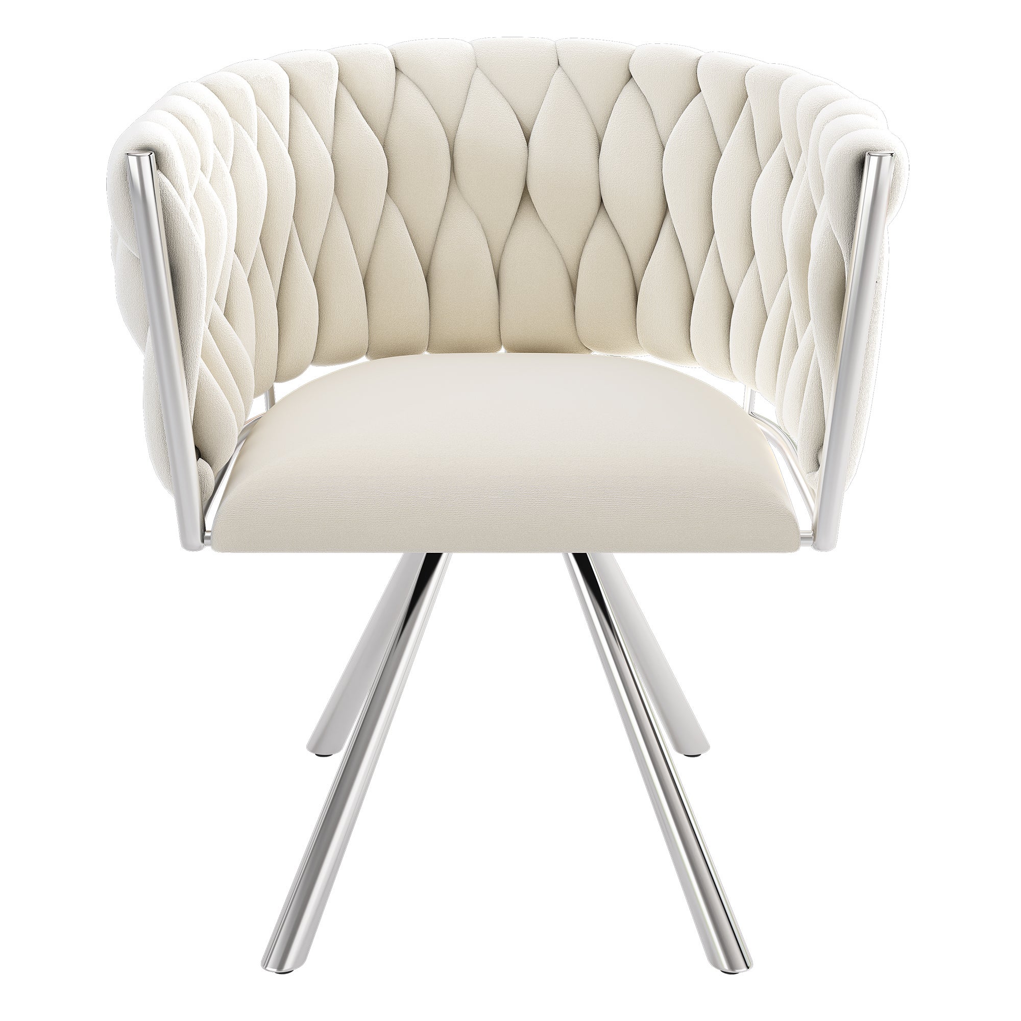 Lot de 2 chaises de salle à manger en velours avec quatre pieds en métal, 51 x 44 x 72 cm, beige et argent - 6