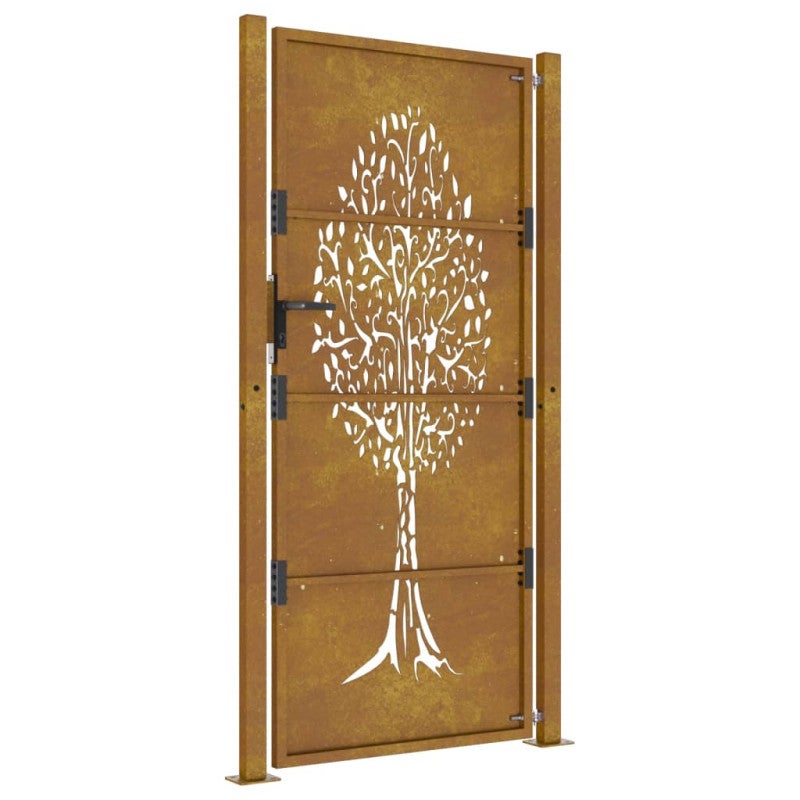 Portail de jardin 105x180 cm acier corten conception de l arbre - 5
