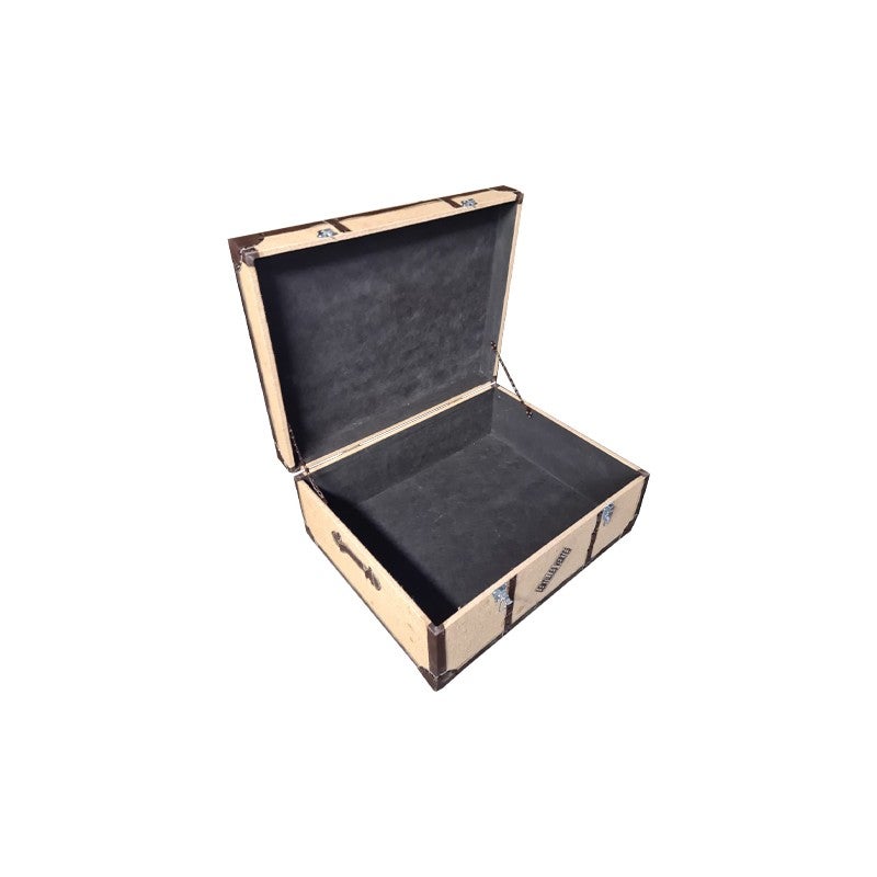 Malle de rangement table basse imprimée vintage style voyage - VISA - 2