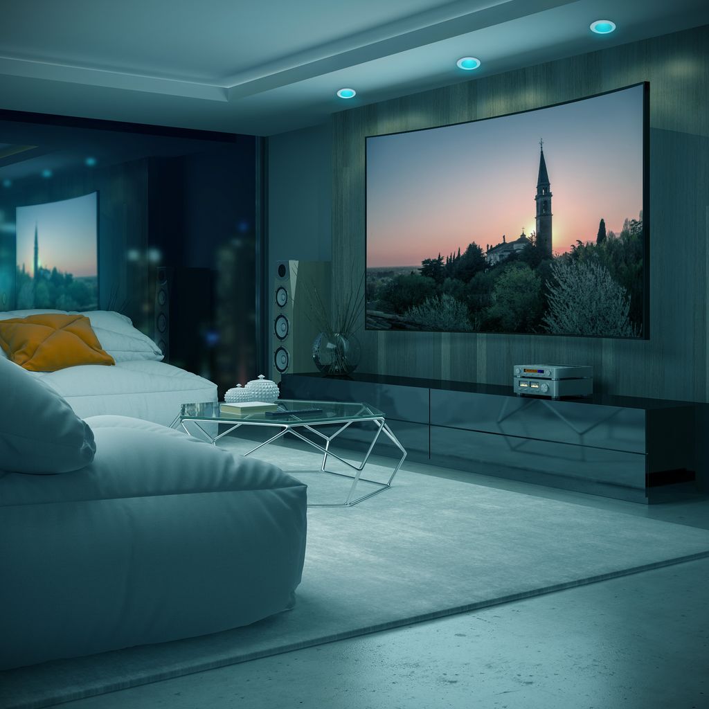 Lot de 5 spots LED encastrables - télécommande - RGBW - IP44 - Ø92 mm - Blanc chaud 3000K + couleurs - dimmables - 4,8W / 450lm chacun - B.K.Licht - 4