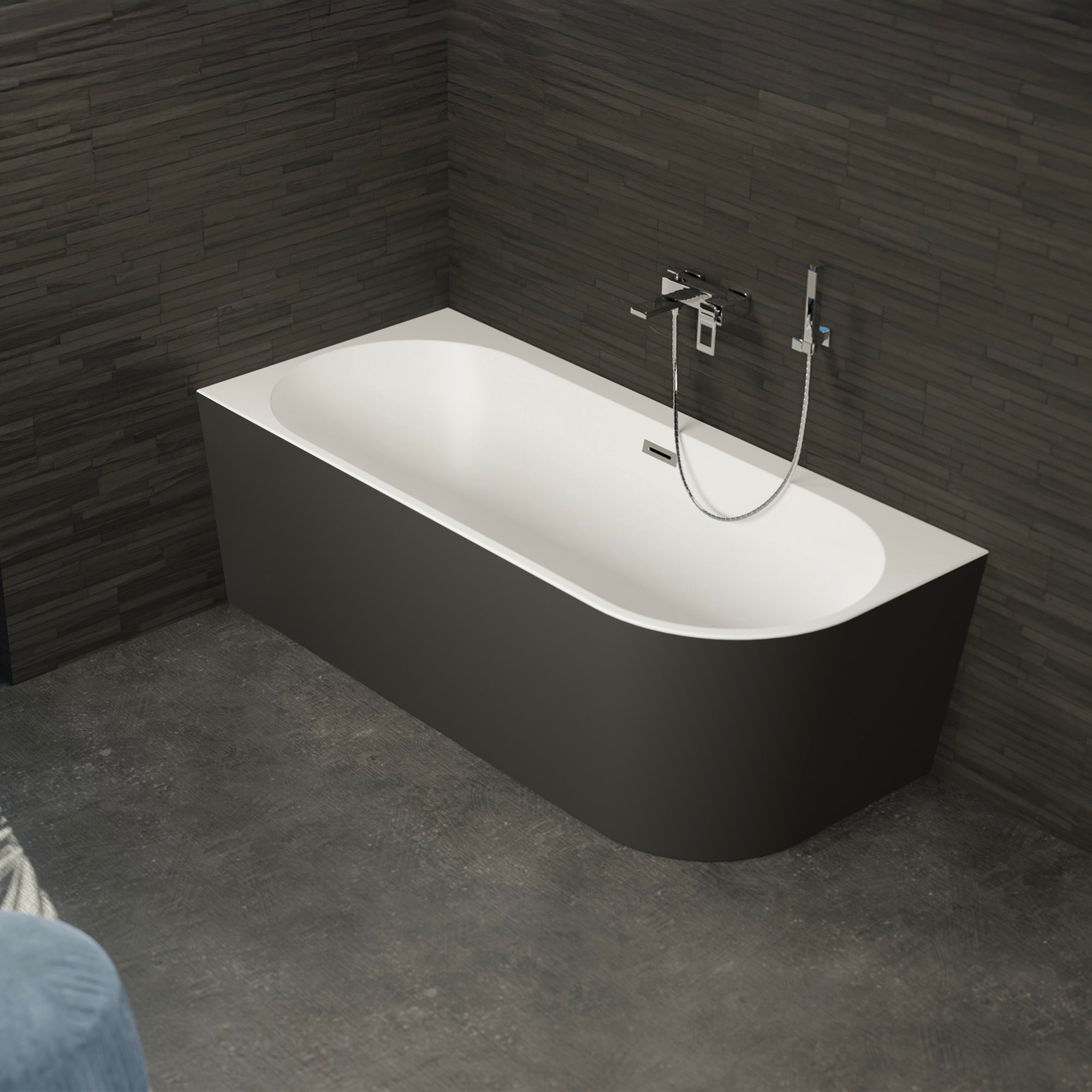 Baignoire Ilot Capri 170 gauche noire 170 x76 x58 cm, by SPALINA - 5