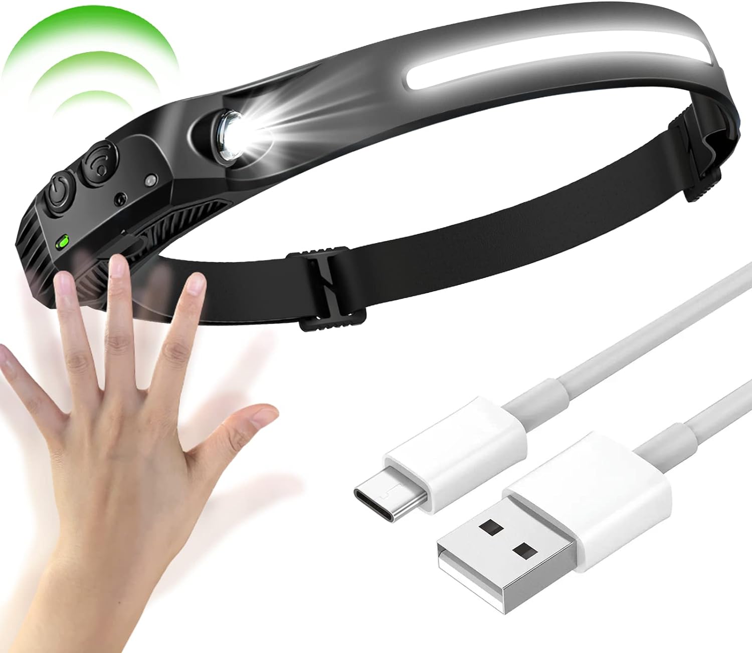 SZT LED Lampa Czołowa LED Lampa Czołowa z Czujnikiem Wodoodporna Lampa Czołowa LED USB Akumulator Lampa Czołowa LED do Biegania Jazdy Rowerze Napraw