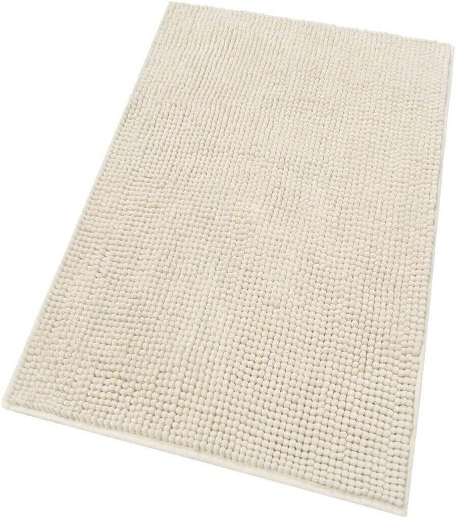 Alfombra de baño 50x80 cm pie de cama cómodo suave antideslizante absorbente color sólido pelo largo beige