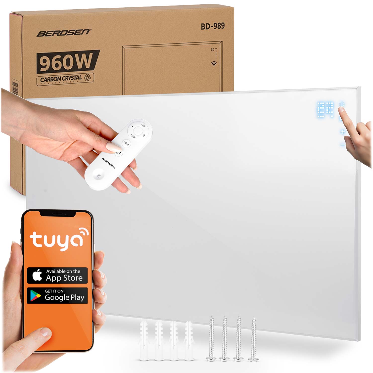 Grzejnik na podczerwień Berdsen BD-989 promiennik podczerwieni 960W pilot WiFi aplikacja