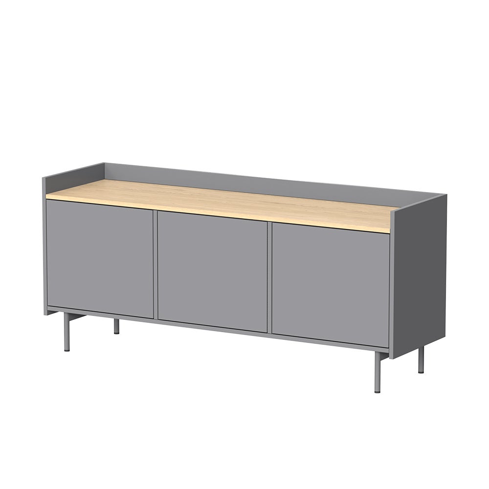 Vicco Lowboard Velina, Szary, 140 x 63 cm z 3 drzwiami
