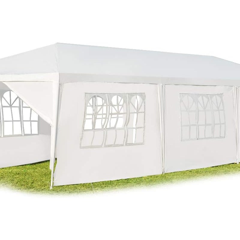 Altana Ogrodowa/Namiot Imprezowy 3 x 9 m – 27 m² PE Barnum Wodoodporny z Oknami 8 Zdejmowanych Plandek, z Kołkami i Linkami